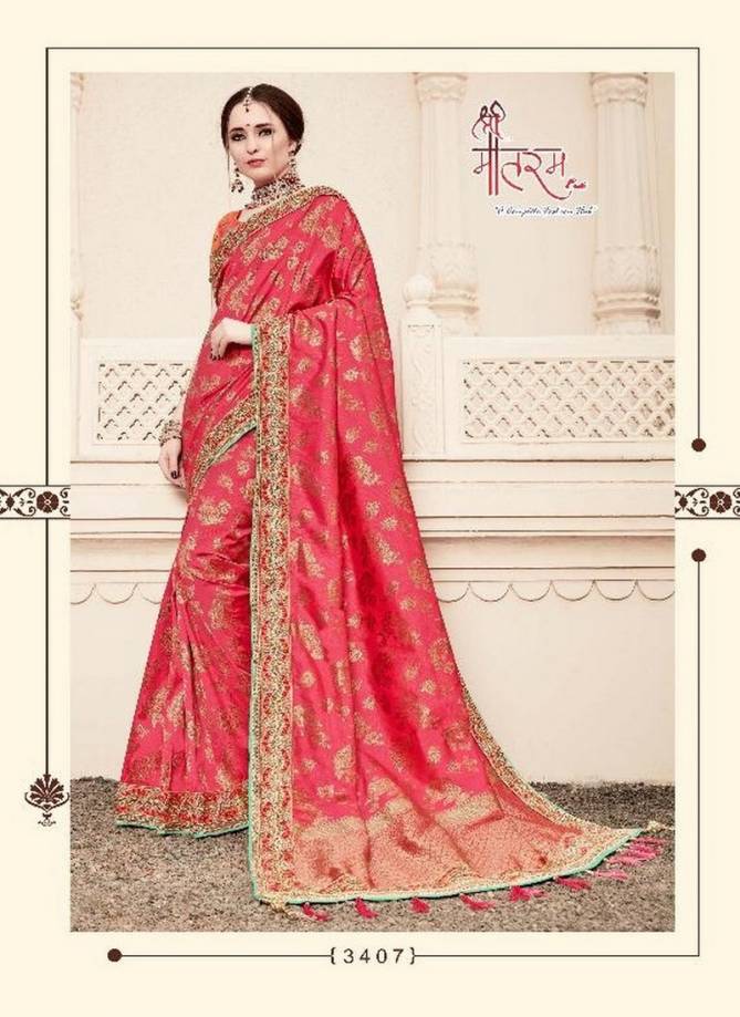 SHREE MATRAM REEVAZ Latest Fancy Designer Wedding Wear Silk Embroidery Work Heavy Saree Collection